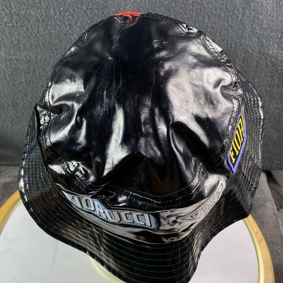 Fiorucci Black Vinyl Bucket Hat Multi Patch Angels Safety Jeans 90s Style Y2K main image 12